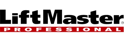 The logo features the word "LiftMaster" in bold black letters, with "PROFESSIONAL" in white capital letters inside a red rectangular box below. The background is white, perfect for businesses specializing in electric gate installations.